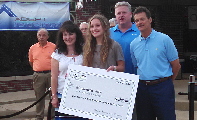 2016 Wilfred Scholarship recipient: Mackenzie Able pictured above with her family and Congressman David Trott, and Harley Chinchilla (not pictured) ($2,500.00 each)