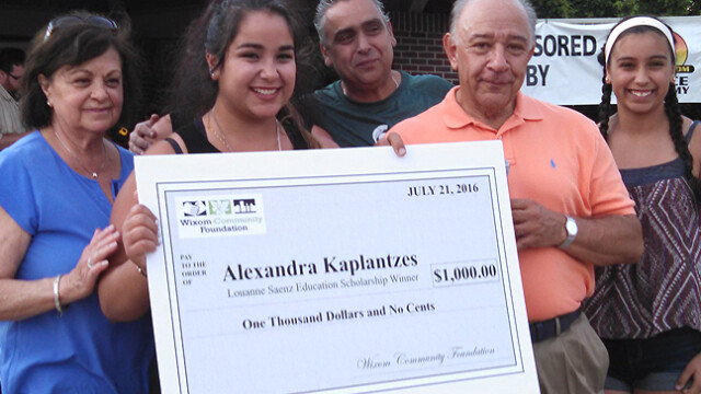 2016 Saenz Scholarship recipient: Alexandra Kaplantzes pictured above with family and Rene Saenz ($1,000.00)
